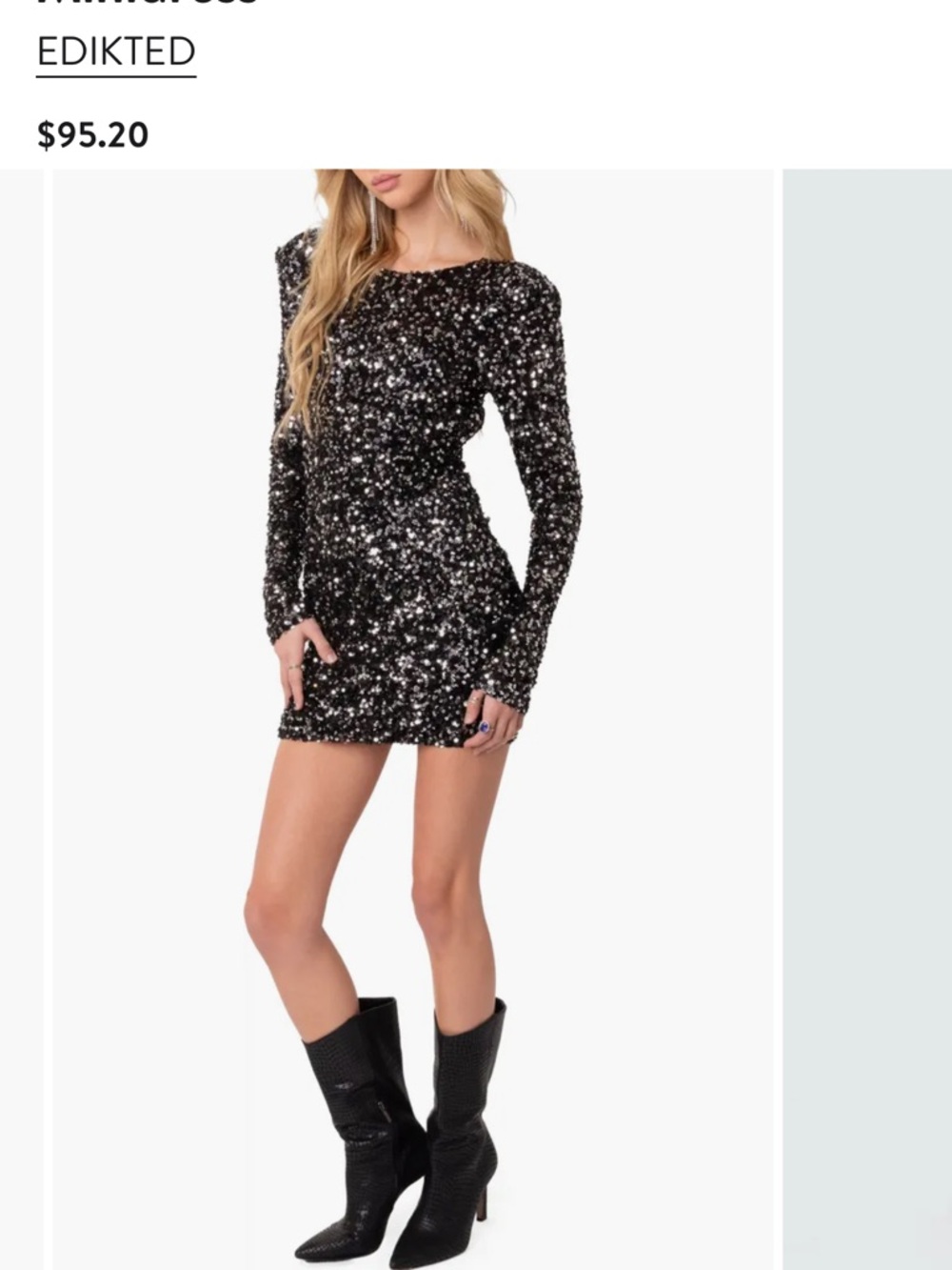 Edikted Black Sequin Long-Sleeve Mini Dress